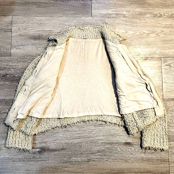 FREE PEOPLE • Knitted Button-Up Sweater Coat • Size XS • Beige Tan Brown Black - Picture 5 of 15
